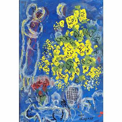 《黄色花束》夏卡尔1975年创作绘画赏析