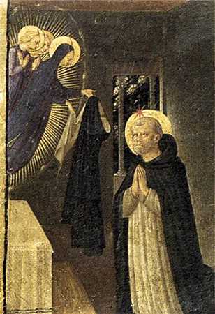 《圣女将道袍交与圣多米尼克》宗教油画赏析