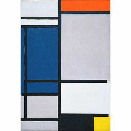 《红色、蓝色、黑色、黄色和灰色的构成》蒙得里安1921年创作绘画赏析