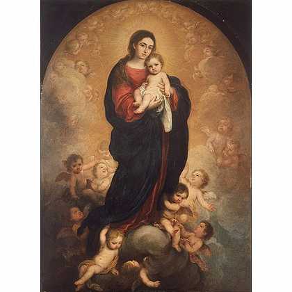 《荣耀的圣母子》牟里罗1673年创作绘画赏析