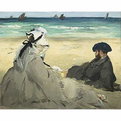 《海滩上》马奈1873年创作绘画赏析