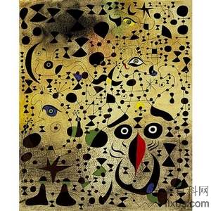《美丽的鸟儿揭示未知的一对恋人》米罗1941年创作绘画赏析