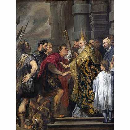 《皇帝被禁止进入米兰大教堂》戴克1619年创作绘画赏析