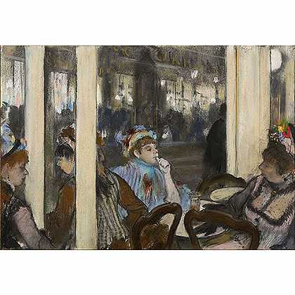 《傍晚在露天咖啡座的女子》德加1877年创作绘画赏析