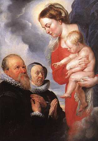 《圣母子和捐助者亚历山大与他的妻子安妮》宗教油画赏析