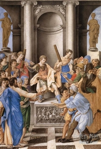 《圣保罗在地方总督士求保罗前使以吕马失明》微型画,宗教油画赏析