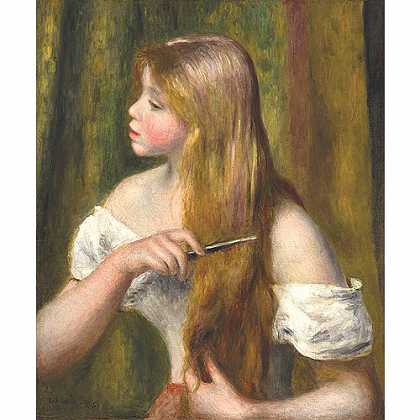《梳理头发的少女》雷诺阿1894年创作绘画赏析