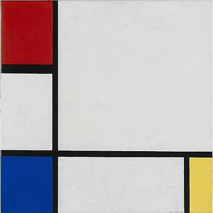 《构成第四号，红、蓝、黄》蒙得里安1929年创作绘画赏析