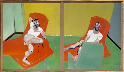 《卢西恩弗洛伊德和弗兰克奥尔巴赫的双人肖像》抽象画,肖像油画赏析