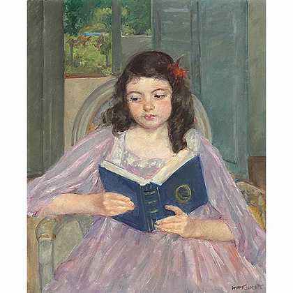 《在圆椅上阅读的方斯瓦丝》卡莎特1909年创作绘画赏析