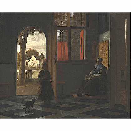 《窗前的女人与门口的小孩》荷郝1680年创作绘画赏析