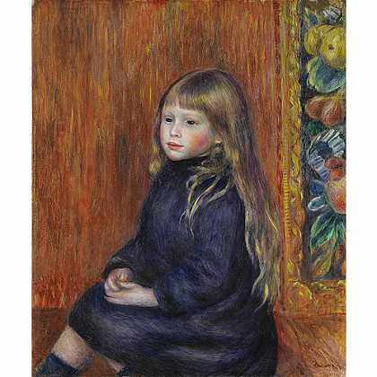《蓝裙小孩坐像》雷诺阿1889年创作绘画赏析