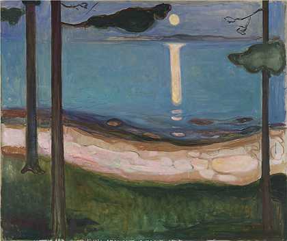 爱德华·蒙克（Edvard Munch）作品 – 月光 (1895)