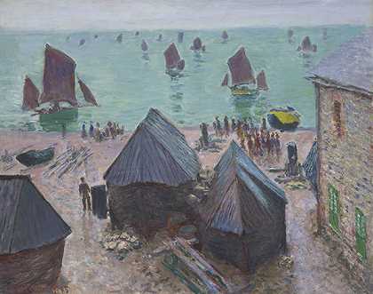 克洛德·莫奈（Claude Monet）的(Étretat船的离开)