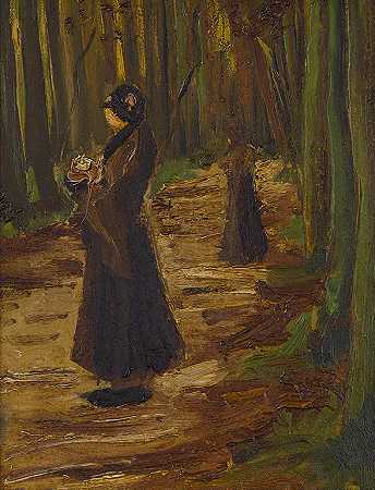 文森特·梵高（Vincent van Gogh）的(树林中的两个女人)