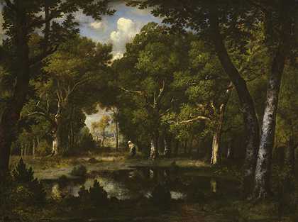 纳西斯·迪亚兹·德·拉·佩纳（Narcisse Virgile Diaz de laPeña）的(树林里的池塘)