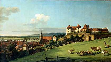 贝尔纳多·贝洛托（Bernardo Bellotto）-城堡Sonnenstein-（1750）的皮尔纳市风景