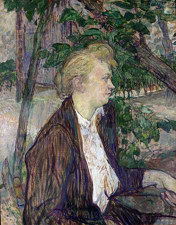 亨利·德·图卢兹-劳特累克（Henri de Toulouse-Lautrec）-坐在花园里的女人
