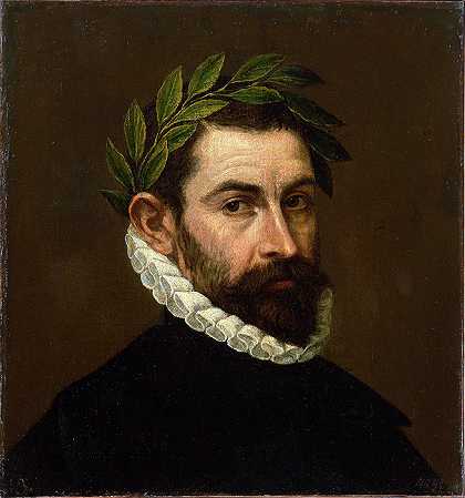 西班牙画家埃尔·格列柯（El Greco）（Domenikos Theotokopoulos）-诗人阿隆索·埃尔西拉·I·苏尼基（A578）的肖像