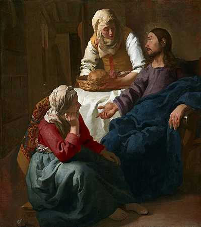 约翰内斯·维米尔（ Johannes Vermeer） –基督在玛莎和玛利亚的家中