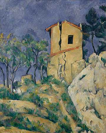 保罗·塞尚（Paul Cézanne）–破墙的房子 高清油画