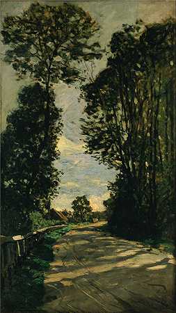 克洛德·莫奈（Claude Monet）-步行（圣西蒙农场之路）（1864 年）油画下载