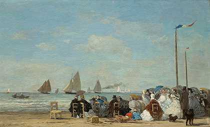 欧仁·布丁 （ Eugene Boudin）-1863年特鲁维尔的海滩场景