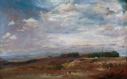 英国画家约翰·康斯特勃（John Constable）–汉普斯特德·希思（Hampstead Heath）与沐浴者油画