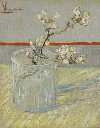 文森特·梵高（Vincent van Gogh）–玻璃杯中的杏仁开花油画