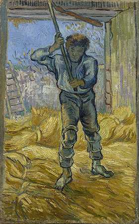 文森特·梵高（Vincent van Gogh） -脱粒机（小米之后）油画