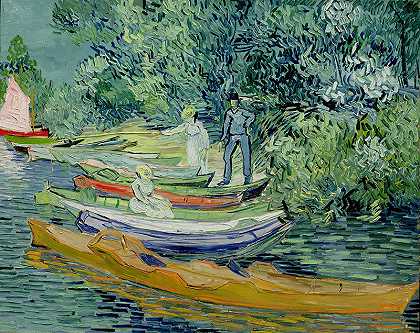 文森特·梵高（Vincent van Gogh）–1890年瓦兹的瓦兹河畔银行油画