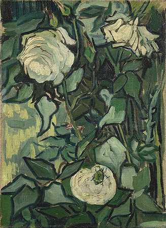 文森特·梵高（Vincent van Gogh） –玫瑰和甲虫油画