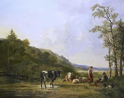 彼得·杰拉德斯·范（Pieter Gerardus van）–朗萨普遇到牧民，1820年绘画