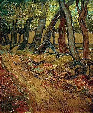 文森特·梵高（Vincent van Gogh） –圣保罗医院花园图，1889年绘画