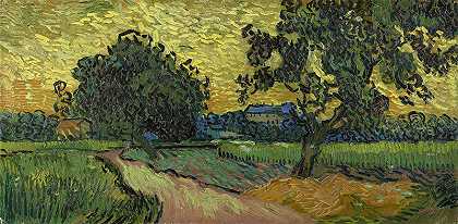 文森特·梵高（Vincent van Gogh） –1890年，黄昏风景油画