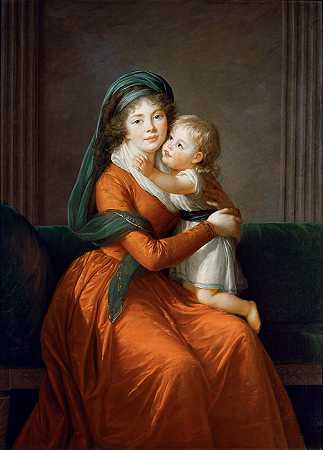élisabethLouiseVigéeLe Brun –亚历山德拉 ·格里特西娜公主和她的儿子彼得的肖像油画