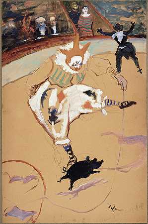亨利·德·图卢兹-劳特累克（Henri de Toulouse-Lautrec）在费尔南多马戏团，梅德拉诺和一只小猪（1884-1894）