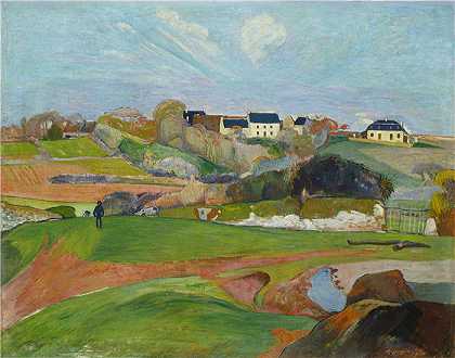 保罗·高更-Le Pouldu的风景 1890