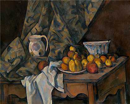 保罗·塞尚（Paul Cézanne）-苹果和桃子静物 1905年