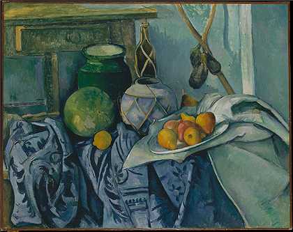 保罗·塞尚（Paul Cézanne）-静物与姜罐和茄子 1894