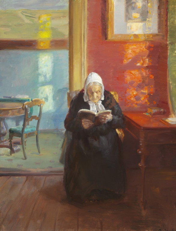 安娜·安切尔 Anna Ancher）-画家的母亲阿恩·布隆都姆阅读 作品