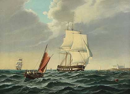 齐格弗里德·哈斯 （Siegfried Hass）-左舷有克伦堡号的军舰油画下载