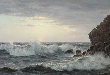 约翰内斯·赫尔曼·布兰特（Johannes Herman Brandt）-博恩霍尔姆的海景 油画