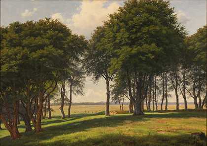 卡斯滕·亨里森（Carsten Henrichsen）：鹿园的景色油画下载