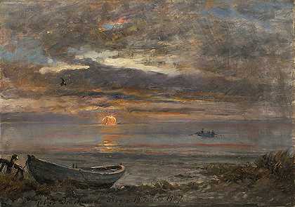 霍尔格·德拉赫曼（Holger Drachmann）–在斯卡恩（Skagen）的1月1日的日落，1907年作品