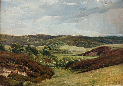 约翰内斯·波森（Johannes Boesen）-日德兰半岛塞斯·海德的山间 油画作品