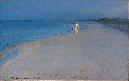 佩德·瑟夫林·柯罗耶（Peder Severin Kroyer）-在南海滩的夏日傍晚油画