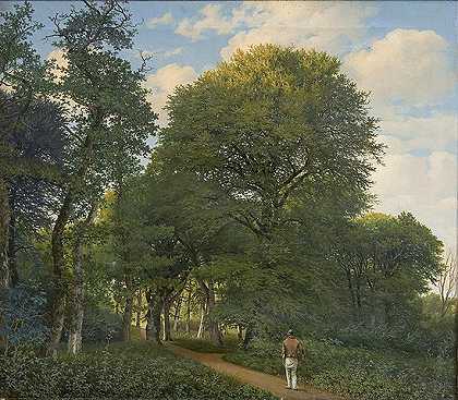 海因里希·邦岑（Heinrich Buntzen）- 夏洛滕伦德（Et skovparti）和夏洛滕隆（Charlottenlund）.油画