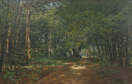 卡尔·施利希丁·卡尔森 （Carl Schlichting-Carlsen） -森林的景色油画