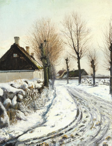 劳瑞兹·安德森·瑞恩[Laurits Andersen Ring]-Baldersbronde的冬日油画